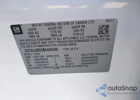 2011 GMC Terrain Slt-1 from USA, damaged, VIN 2CTALUEC5B6426948